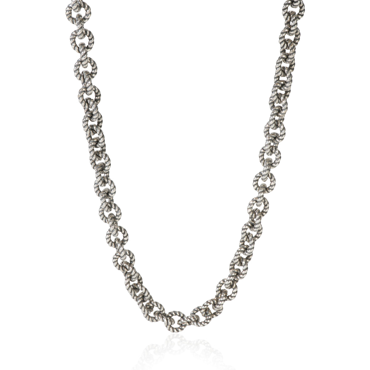 David Yurman Sterling Silver  Cable Rolo Chain Necklace fv
