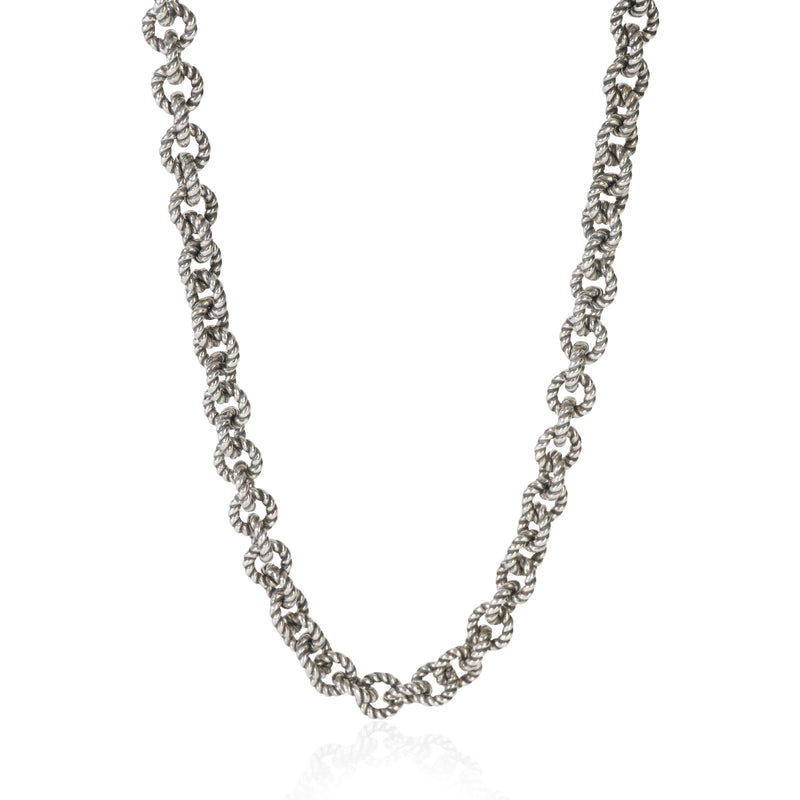 David Yurman Sterling Silver  Cable Rolo Chain Necklace fv
