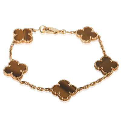 Van Cleef & Arpels Yellow Gold Tiger's Eye Vintage Alhambra Bracelet fv
