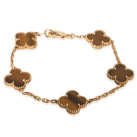 Van Cleef & Arpels Yellow Gold Tiger's Eye Vintage Alhambra Bracelet fv