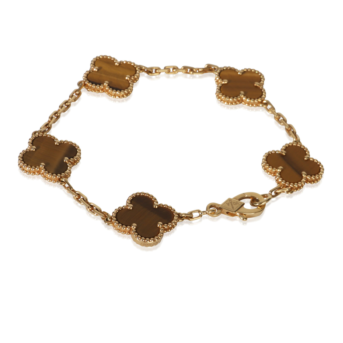 Van Cleef & Arpels Yellow Gold Tiger's Eye Vintage Alhambra Bracelet pv