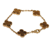 Van Cleef & Arpels Yellow Gold Tiger's Eye Vintage Alhambra Bracelet pv