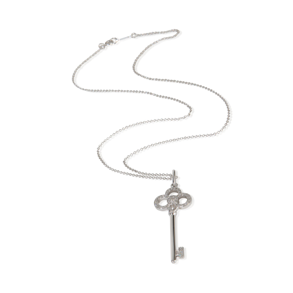 Tiffany & Co. White Gold Diamond Crown Key Pendant pv