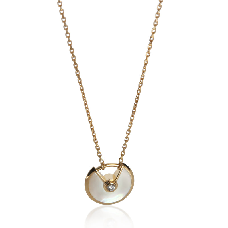 Cartier Yellow Gold Mother Of Pearl & Diamond Extra Small Model Amulette Pendant fv