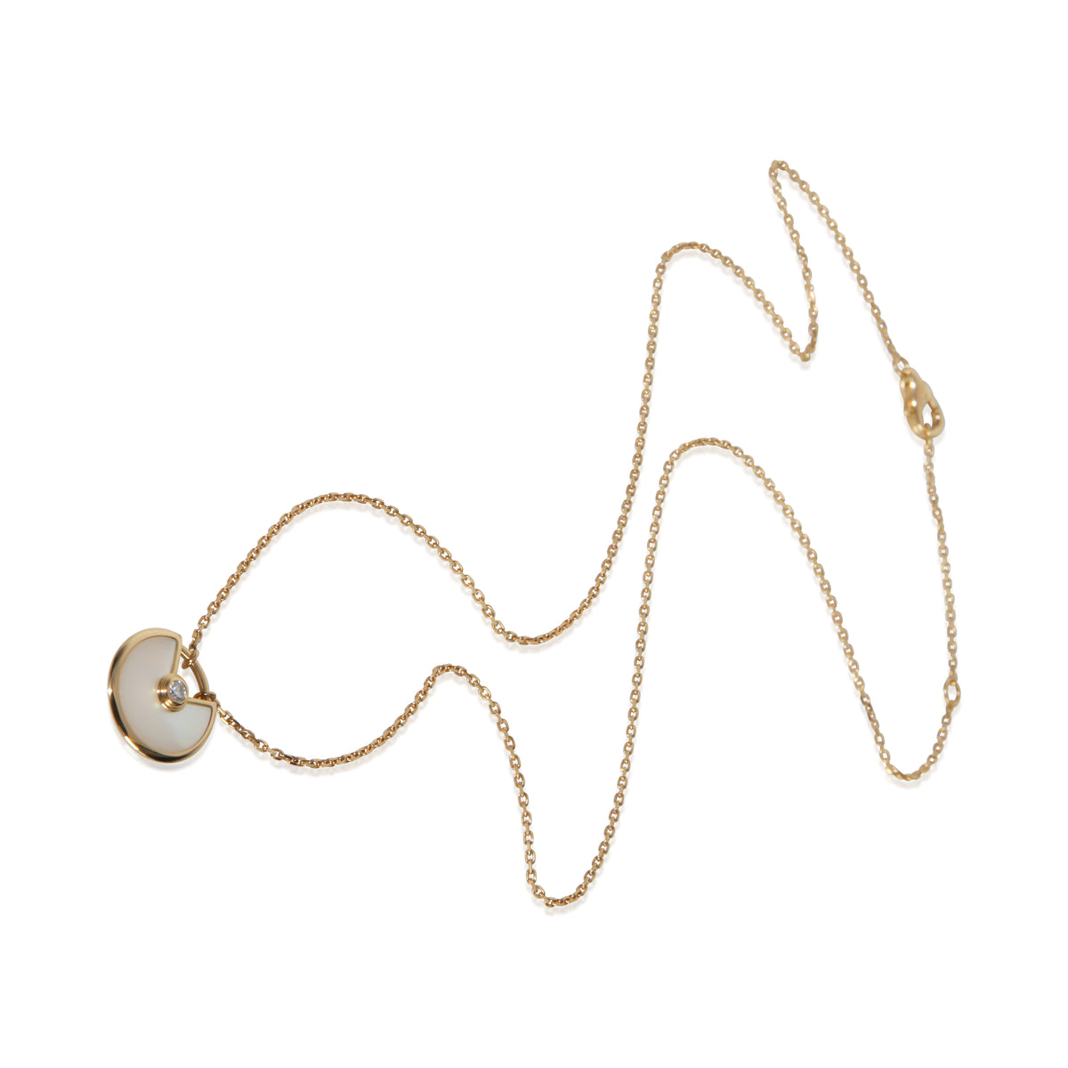 Cartier Yellow Gold Mother Of Pearl & Diamond Extra Small Model Amulette Pendant pv