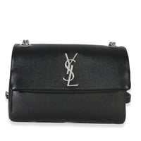 Saint Laurent Black Small Grained Calfskin East West Hollywood Flap Bag Handbag id