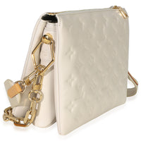 Louis Vuitton White Monogram Embossed Lambskin Coussin PM Handbag 3