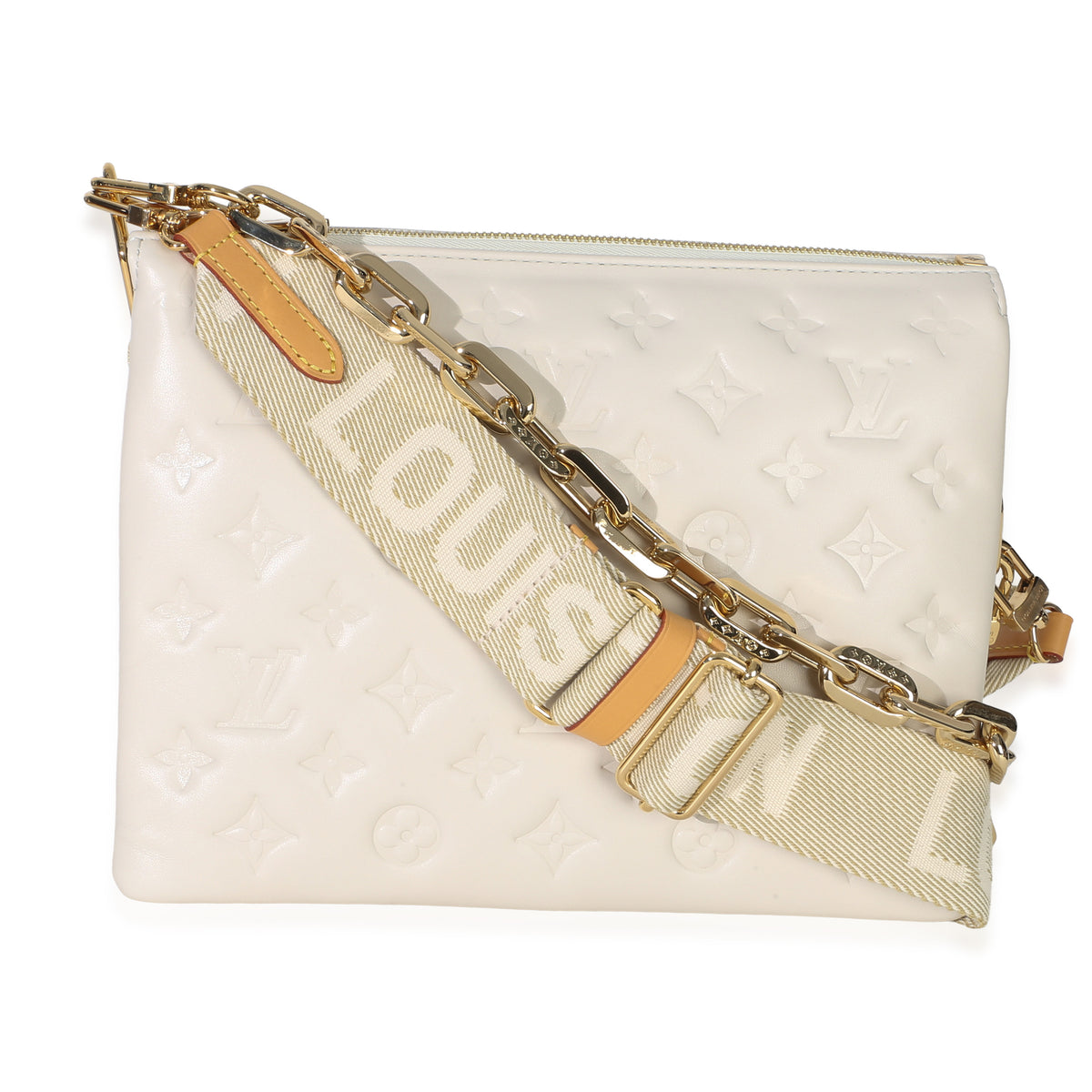 Louis Vuitton White Monogram Embossed Lambskin Coussin PM Handbag 4