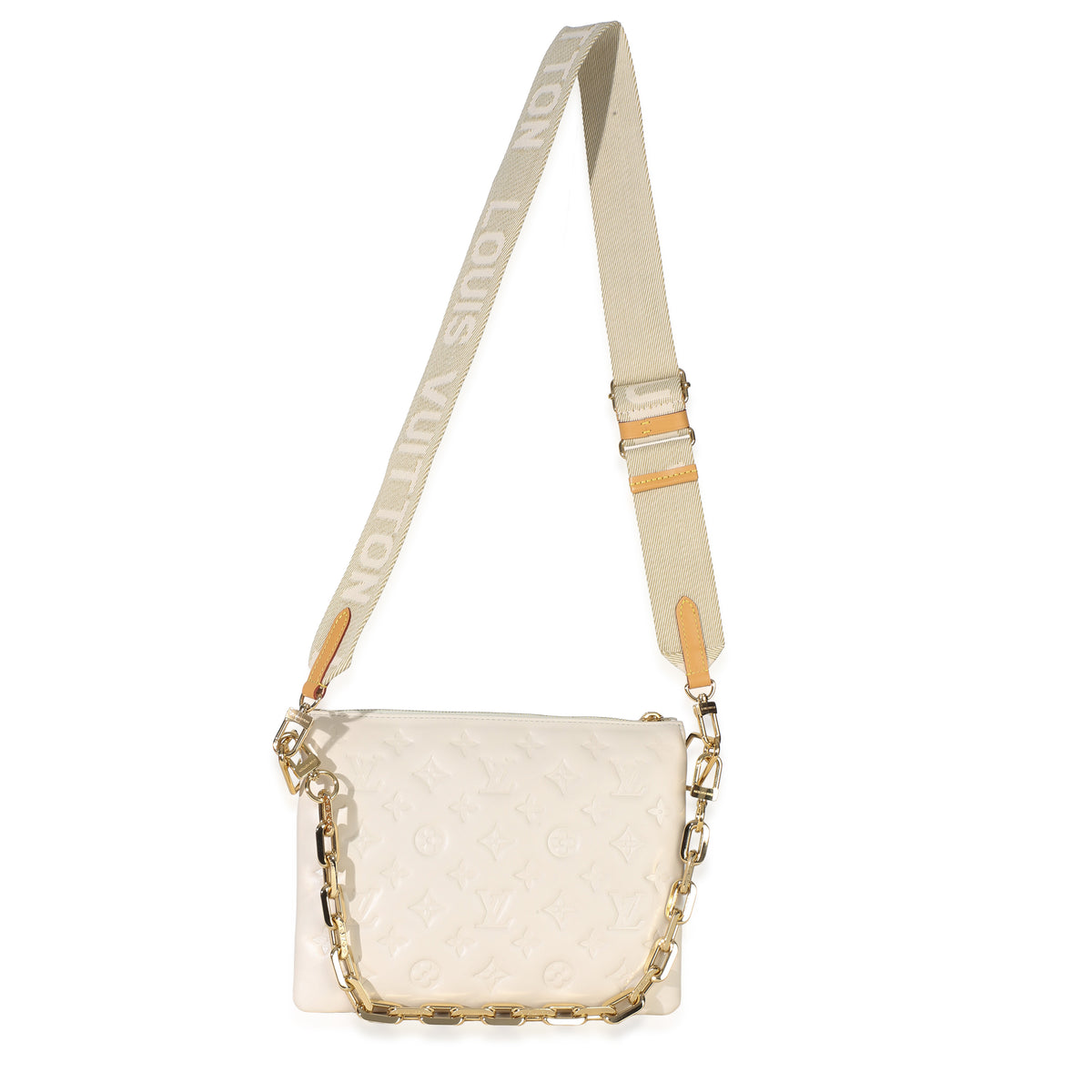 Louis Vuitton White Monogram Embossed Lambskin Coussin PM Handbag 8