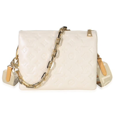 Louis Vuitton White Monogram Embossed Lambskin Coussin PM Handbag id
