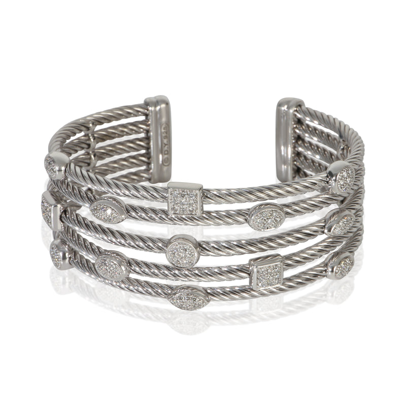 David Yurman Sterling Silver Diamond Confetti 5 Row Bracelet fv