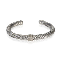 David Yurman Sterling Silver Diamond Single Station Cable Bracelet fv