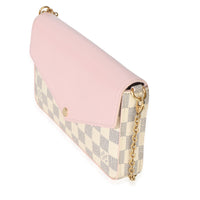 Louis Vuitton Rose Damier Azur Canvas Calfskin Felicie Pochette Handbag 2