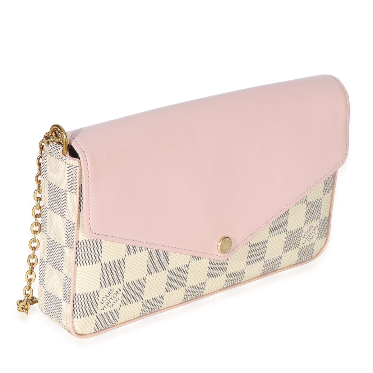 Louis Vuitton Rose Damier Azur Canvas Calfskin Felicie Pochette Handbag 3
