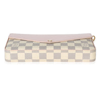 Louis Vuitton Rose Damier Azur Canvas Calfskin Felicie Pochette Handbag 5