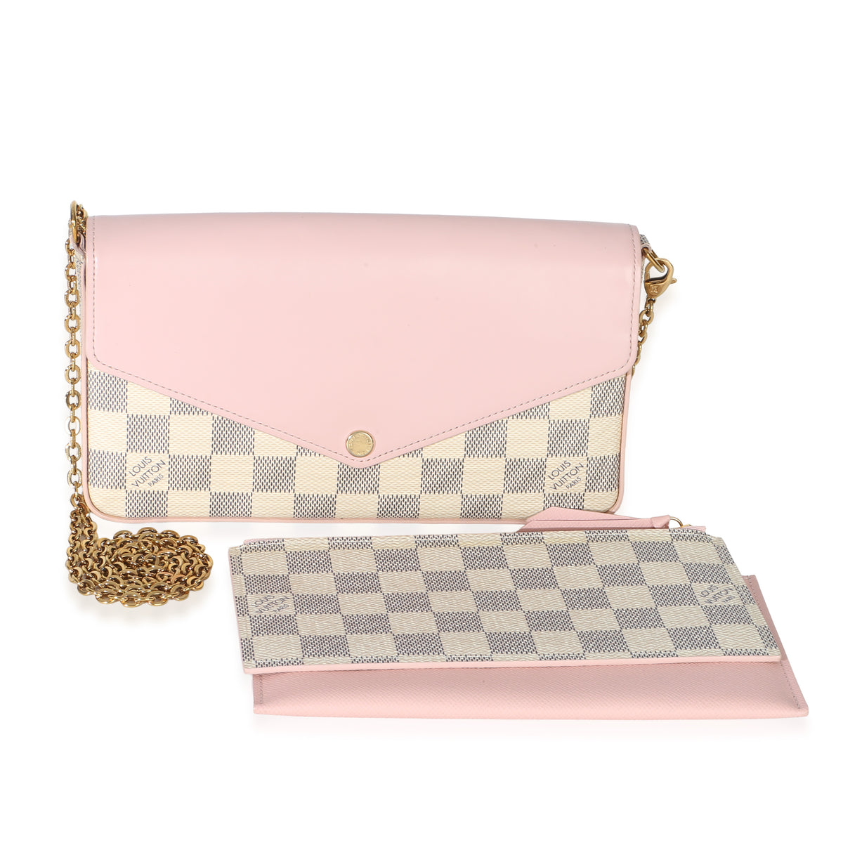 Louis Vuitton Rose Damier Azur Felicie Pochette Handbag fv