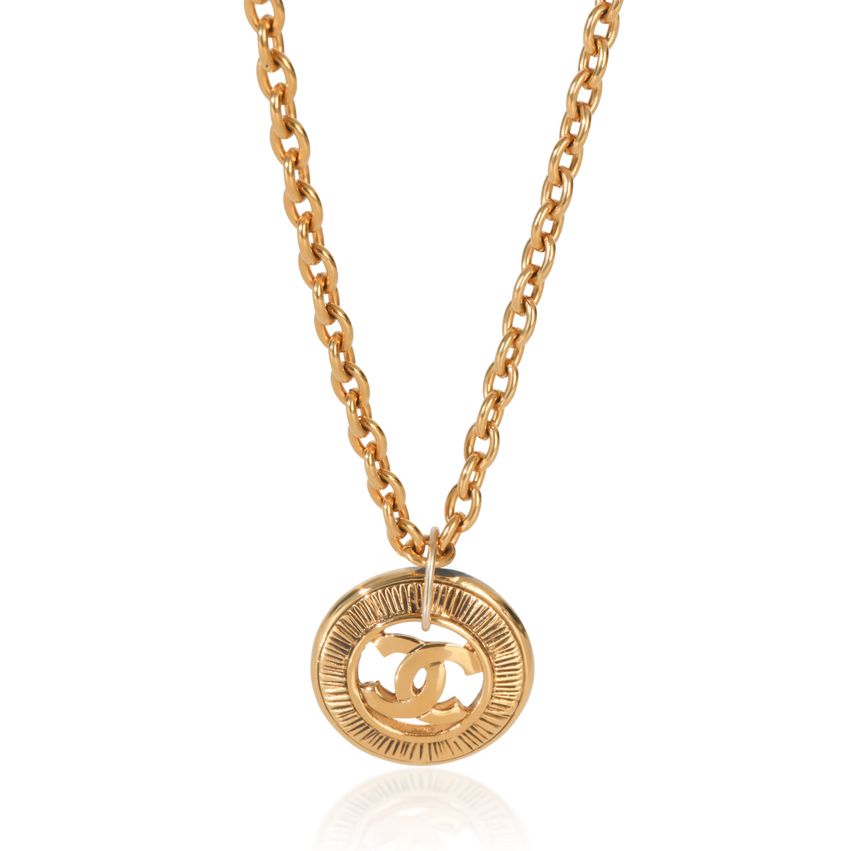 Chanel Gold Plated  Vintage Sunburst CC Pendant fv