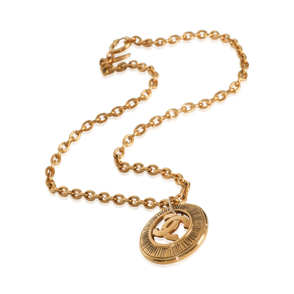 Chanel Gold Plated  Vintage Sunburst CC Pendant pv