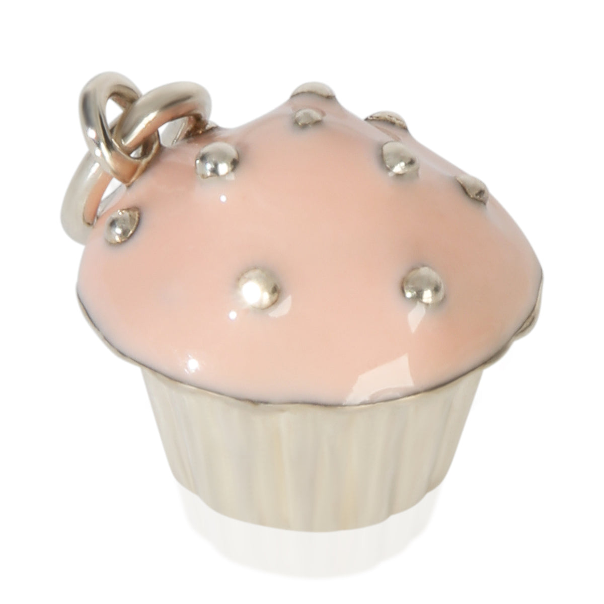 Tiffany & Co. Sterling Silver  Pink Enamel Cupcake Charm fv