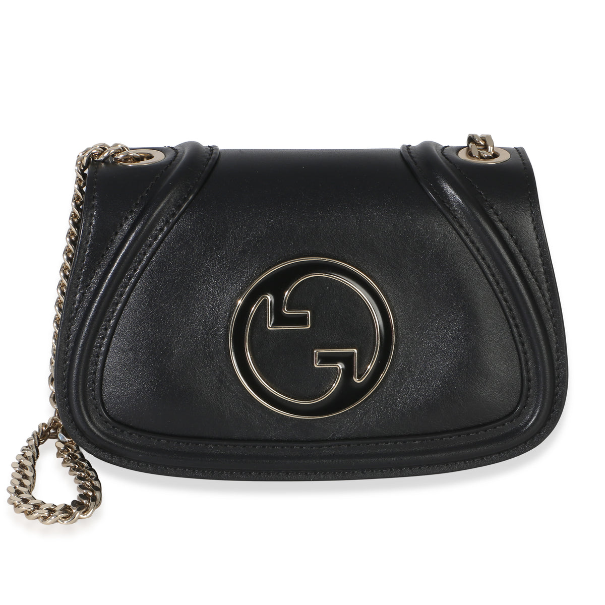 Gucci Black Calfskin Blondie Small Chain Shoulder Bag Handbag fv