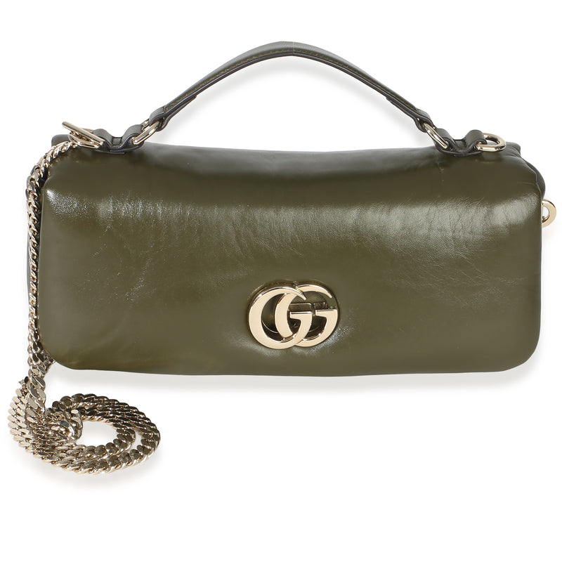Gucci Green Lambskin GG Milano Small Top Handle Shoulder Bag Handbag id