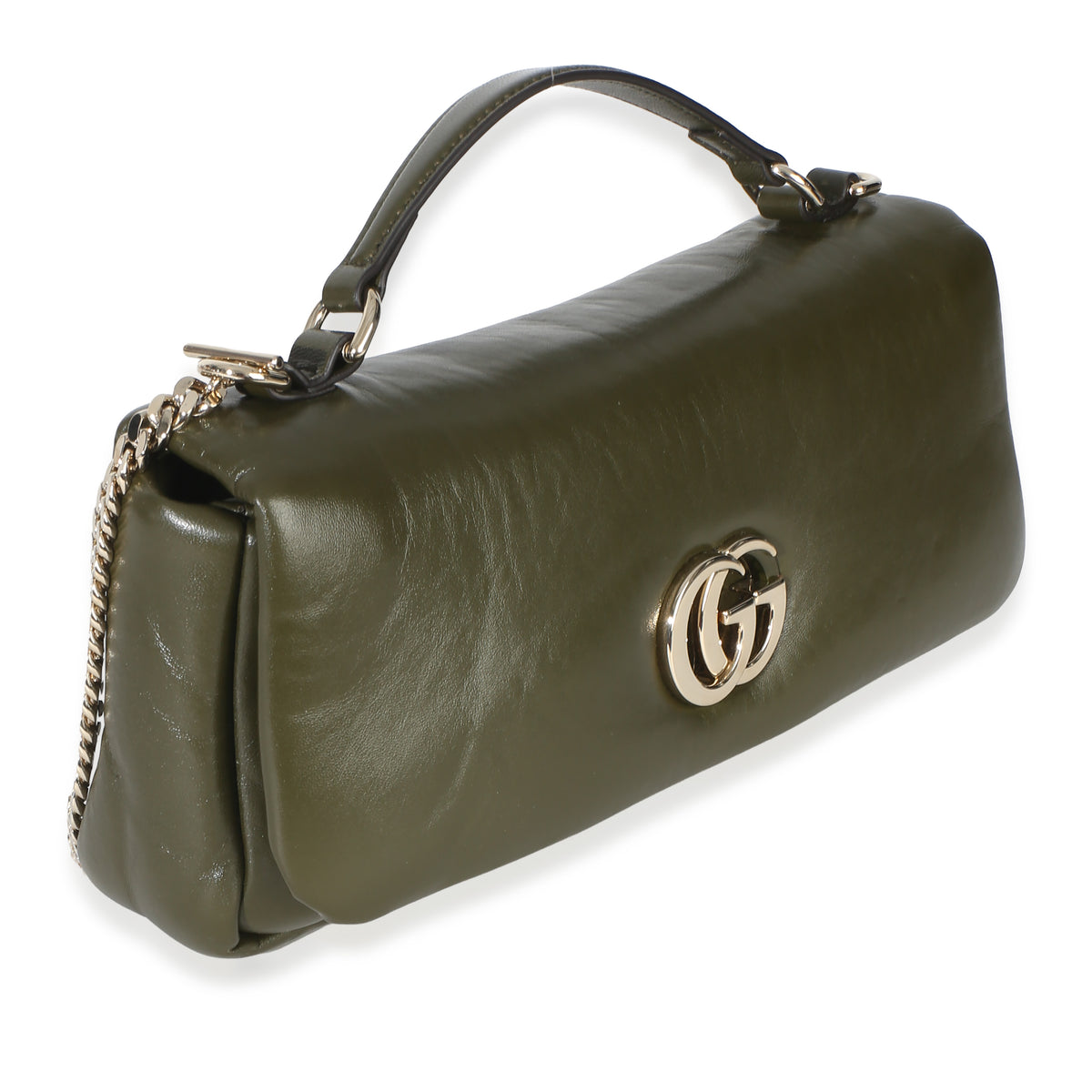 Gucci Green Lambskin GG Milano Small Top Handle Shoulder Bag Handbag 3