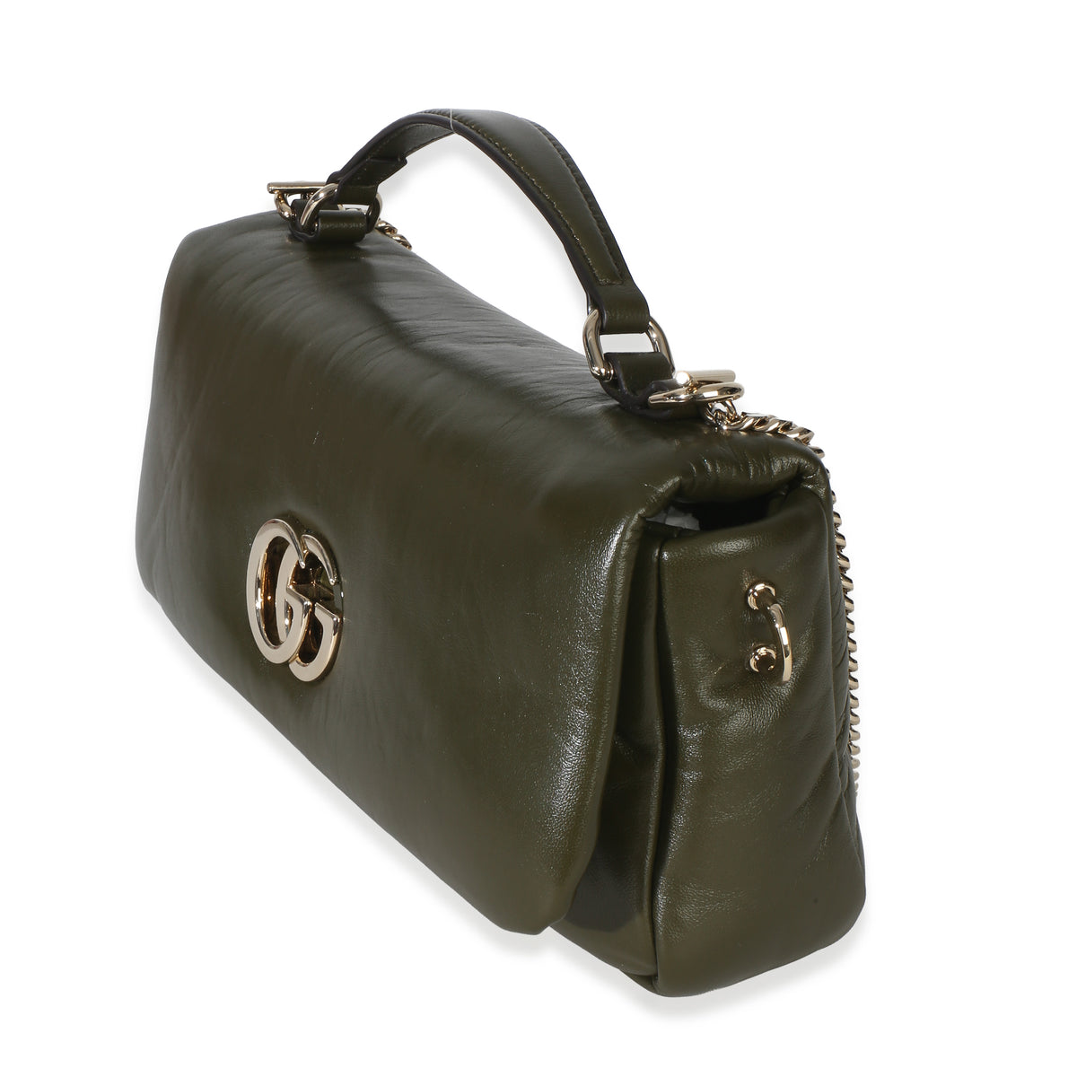 Gucci Green Lambskin GG Milano Small Top Handle Shoulder Bag Handbag 4
