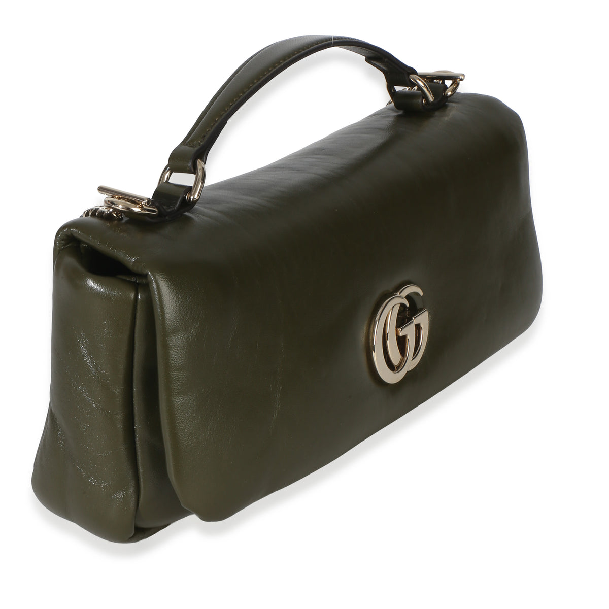 Gucci Green Lambskin GG Milano Small Top Handle Shoulder Bag Handbag 5