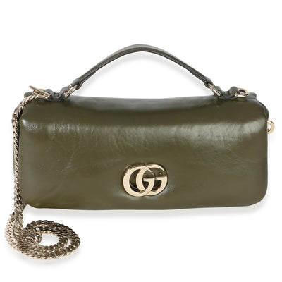 Gucci Green Lambskin GG Milano Small Top Handle Shoulder Bag Handbag fv