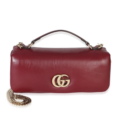 Gucci Red Lambskin GG Milano Small Top Handle Shoulder Bag Handbag fv