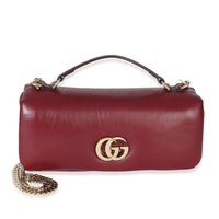 Gucci Red Lambskin GG Milano Small Top Handle Shoulder Bag Handbag fv