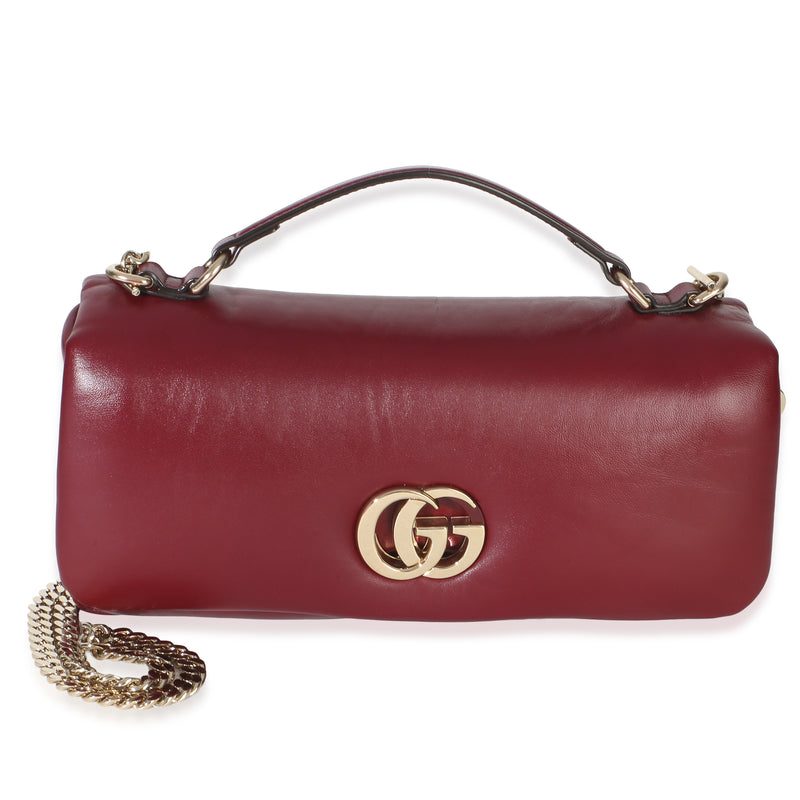 Gucci Red Lambskin GG Milano Small Top Handle Shoulder Bag Handbag id