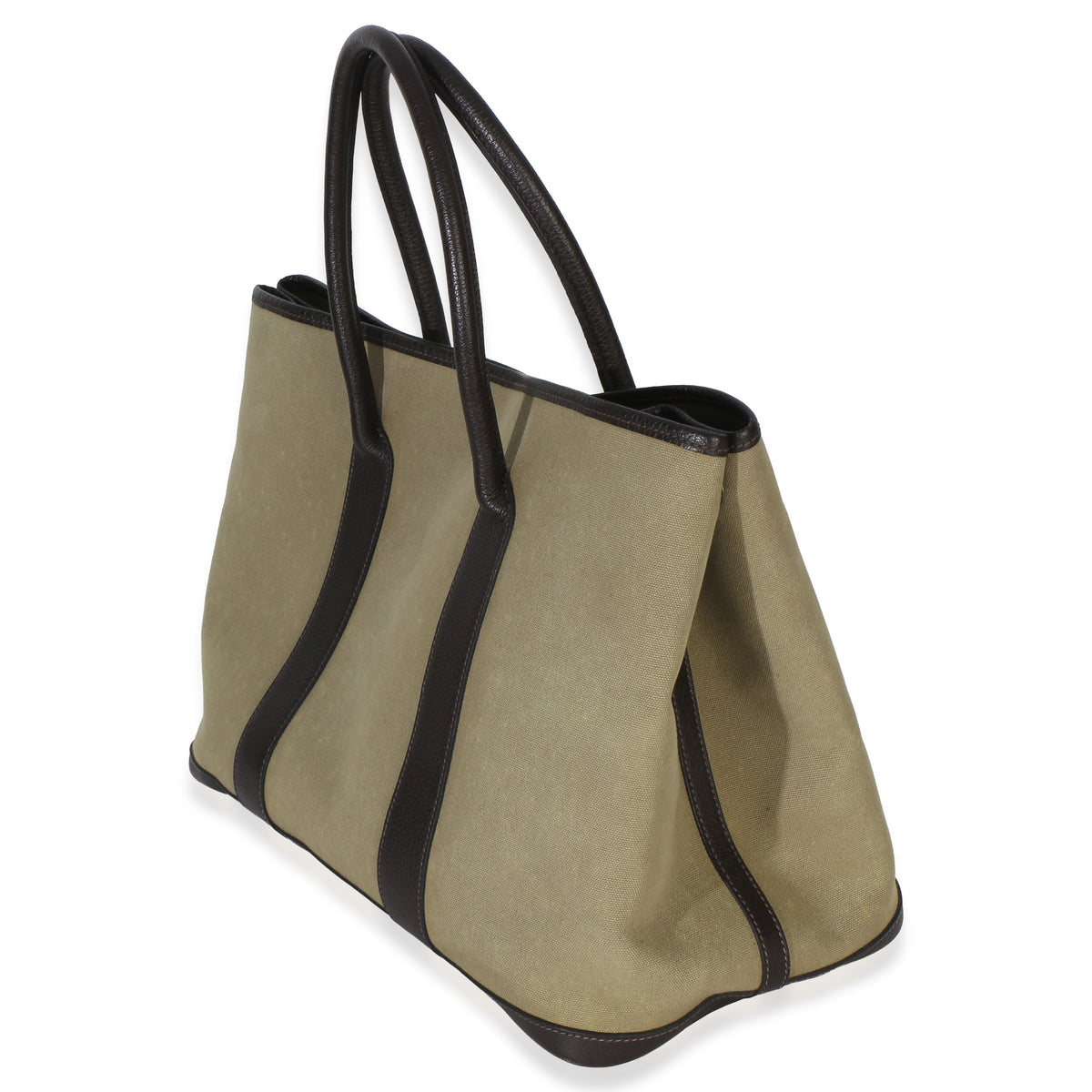 Hermès Khaki Marron Fonce Negonda Toile Garden Party 36 PHW Handbag 2