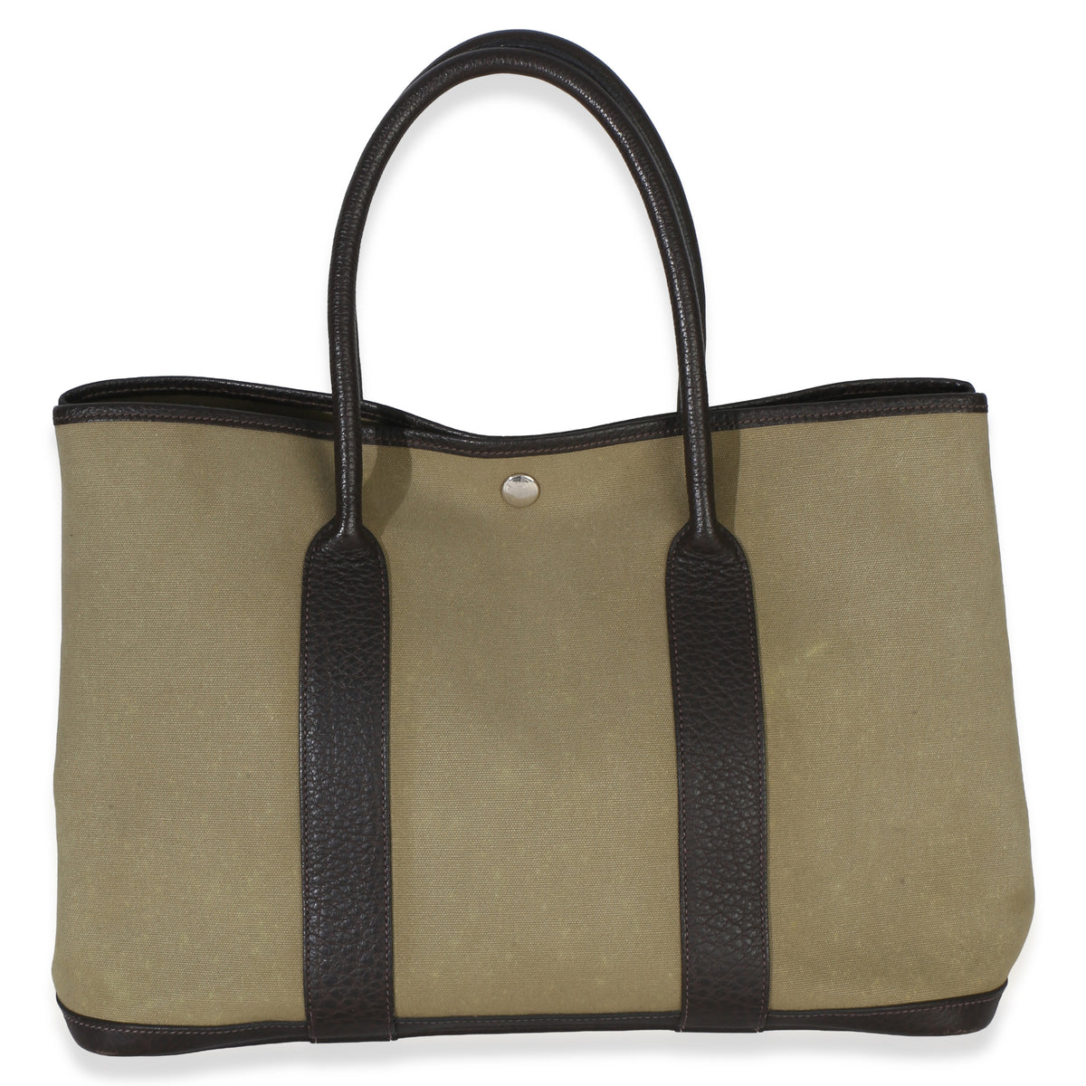 Hermès Khaki Marron Fonce Negonda Toile Garden Party 36 PHW Handbag 4