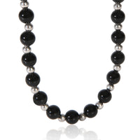 Tiffany & Co. Sterling Silver  Onyx & Silver Bead Necklace fv