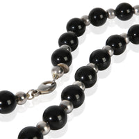 Tiffany & Co. Sterling Silver  Onyx & Silver Bead Necklace sv