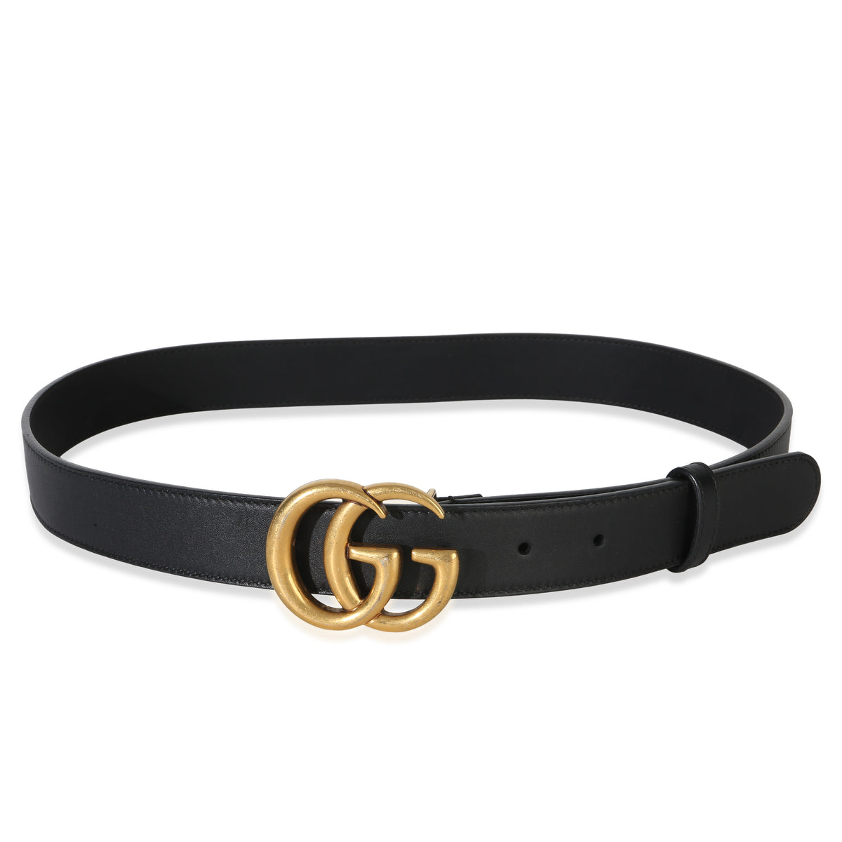 Gucci Black Calfskin GG Thin Marmont Belt 85/34 fv