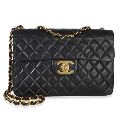 Chanel Black Quilted Lambskin XL Jumbo Single Flap Handbag id
