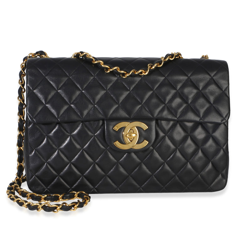 Chanel Black Quilted Lambskin XL Jumbo Single Flap Handbag id