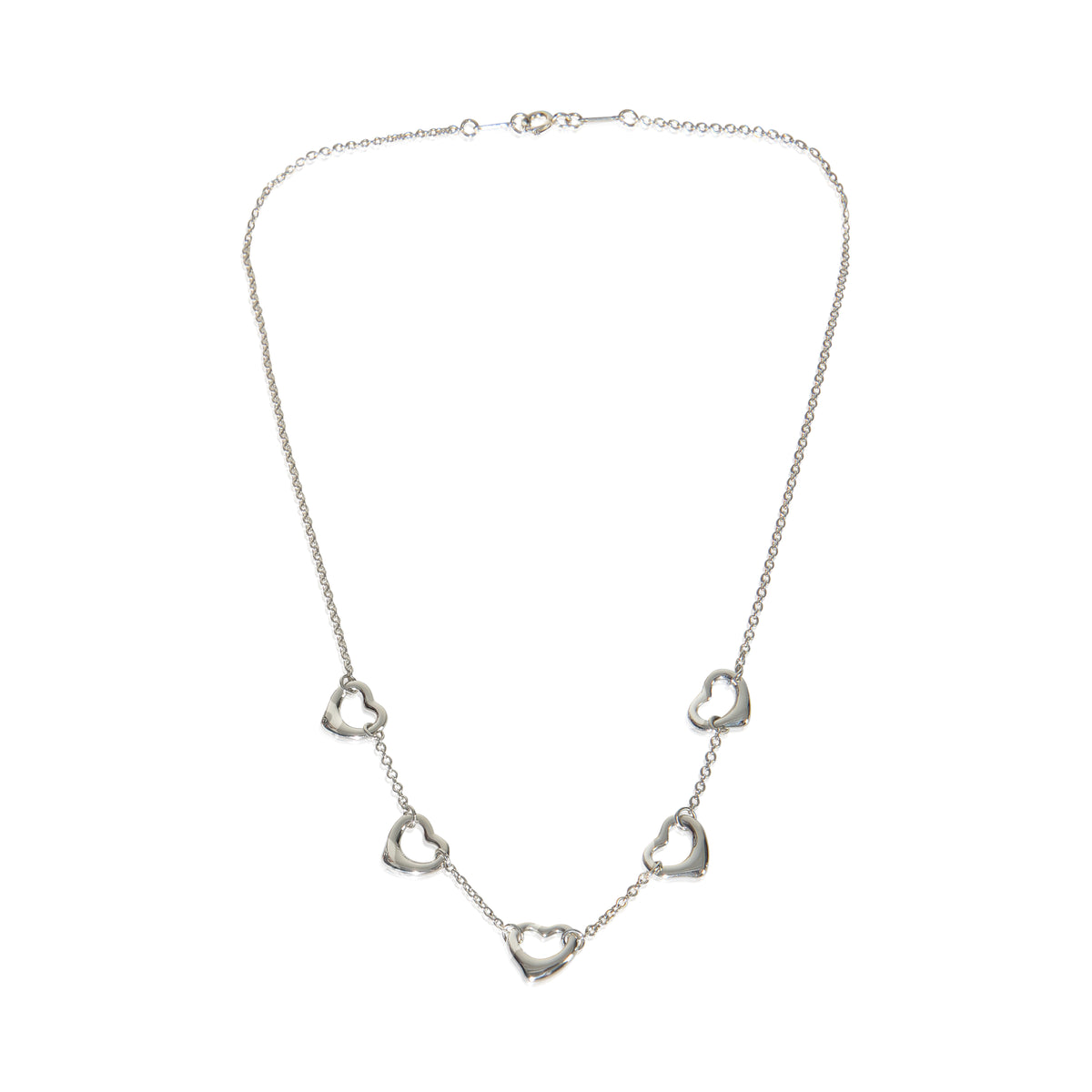 Tiffany & Co. Sterling Silver  Elsa Peretti Open Heart Necklace bv