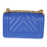 Chanel Blue Lambskin Chevron Quilted Small Boy Bag Handbag 4