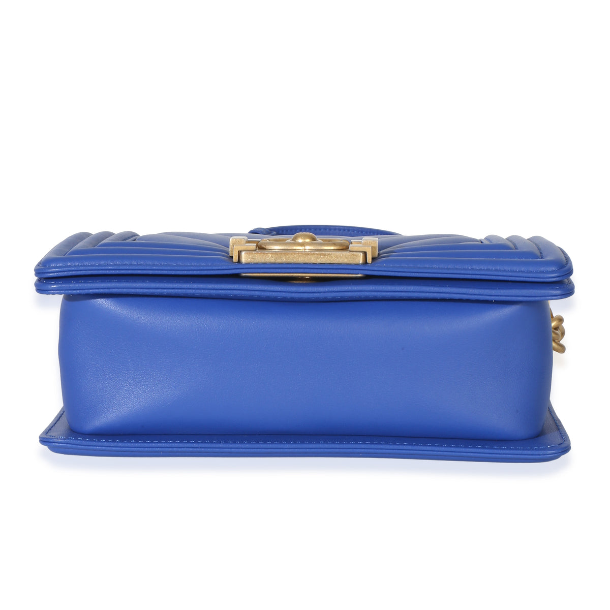 Chanel Blue Lambskin Chevron Quilted Small Boy Bag Handbag 5