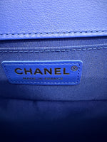 Chanel Blue Lambskin Chevron Quilted Small Boy Bag Handbag ad2