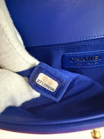 Chanel Blue Lambskin Chevron Quilted Small Boy Bag Handbag ad3