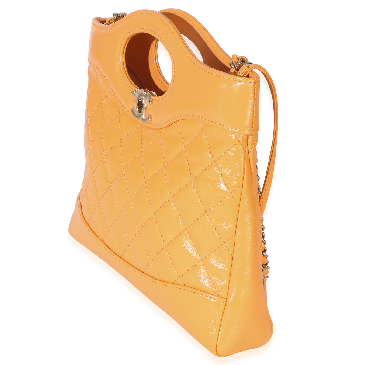 Chanel Orange Shiny Crumpled Quilted Calfskin Mini 31 Shopping Bag Handbag 2