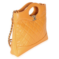Chanel Orange Shiny Crumpled Quilted Calfskin Mini 31 Shopping Bag Handbag 3