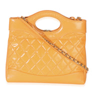 Chanel Orange Shiny Crumpled Quilted Calfskin Mini 31 Shopping Bag Handbag 4