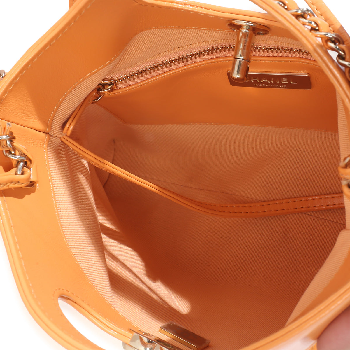 Chanel Orange Shiny Crumpled Quilted Calfskin Mini 31 Shopping Bag Handbag 9
