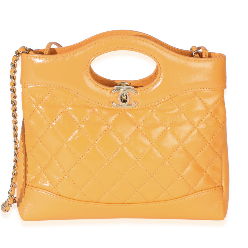 Chanel Orange Shiny Crumpled Quilted Calfskin Mini 31 Shopping Bag Handbag id
