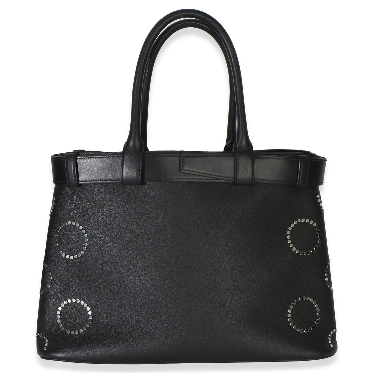 Prada Black Soft Grain Calfskin Studded Large Buckle Bag With Belt Handbag 4